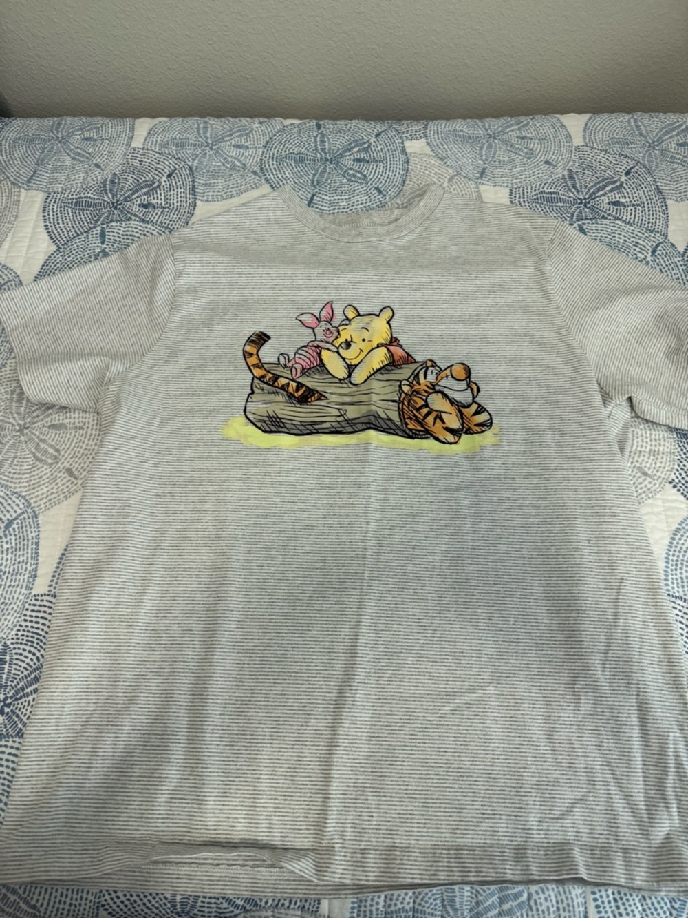 Disney Winnie the Pooh Striped Tee - Light Gray